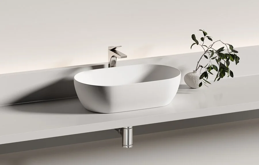 Раковина Ceramica Nova Twist 50 см белая матовая CN12001MW (детальная фотография), накладные (на столешницу)