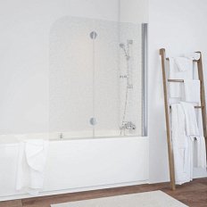 Душевая шторка на ванную профиль глянцевый хром стекло фея Vegas-glass