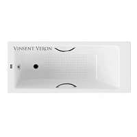 Чугунная ванна Vinsent Veron Tampa VTP1707042H/E60327CH-AS, 170 x 70 см, с антискользящим покрытием, ручки хром, цвет белый