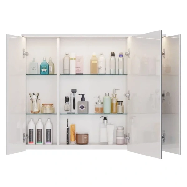 Зеркальный шкаф с подсветкой Lemark Zenon 100 см белый глянец LM100ZS-Z (детальная фотография), навесные