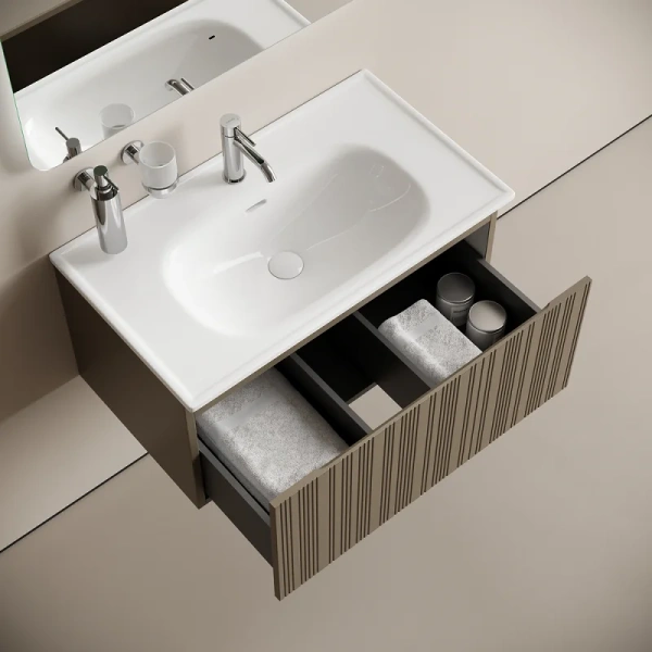 Тумба под раковину подвесная Sancos Code 80 см серо-бежевая CD80GB (детальная фотография) index_1