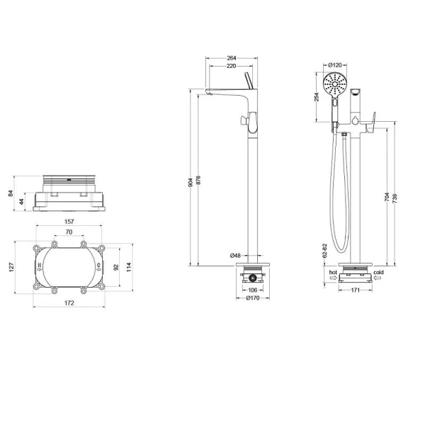 Смеситель для ванны Акватек Бетта черный AQ1145MB (детальная фотография), для ванны