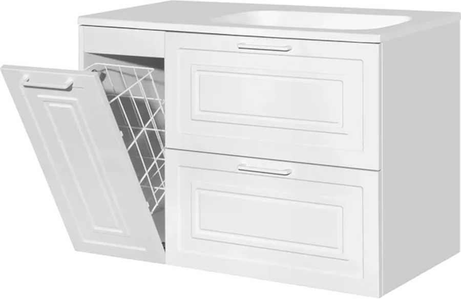 Тумба под раковину Style Line Альба 90 см правая, белая ЛС-000010054 (детальная фотография), окрашенные