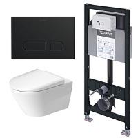 Инсталляция с подвесным унитазом Duravit D-Neo с клавишей черный матовый