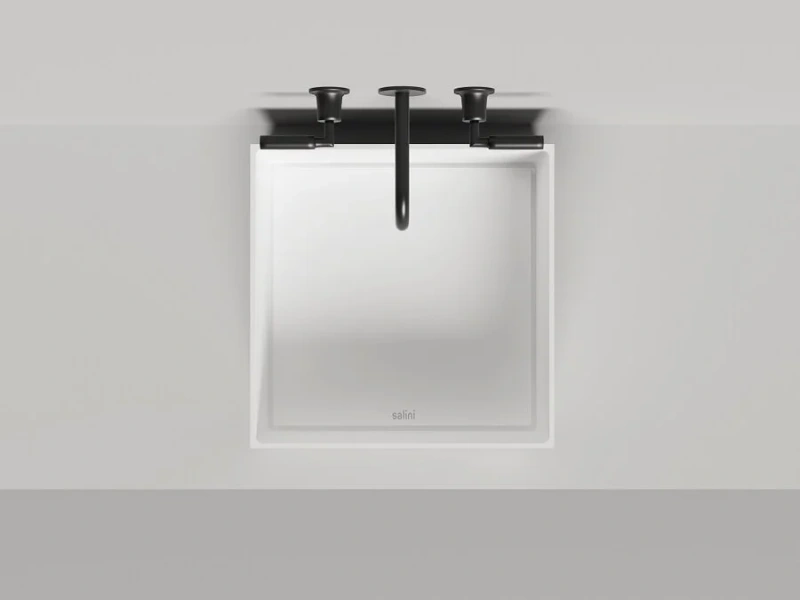 Раковина Salini Armonia Square 02 45 см белая 130522M (детальная фотография), в форме чаши, квадратная