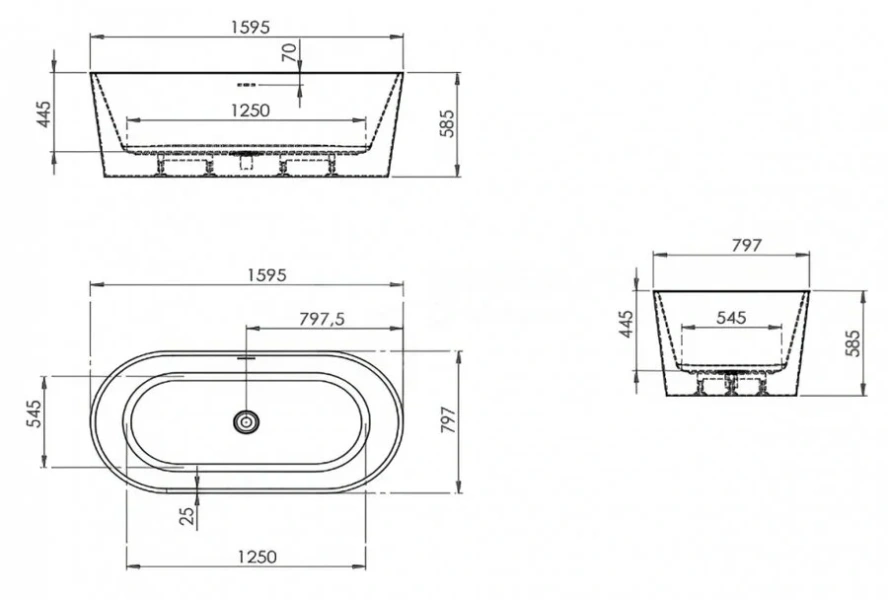 Ванна акриловая Artemis Bauci 160 x 80 см, отдельностоящая, белый глянцевый, 1.05.409.054.01.1.28 (детальная фотография), акриловые