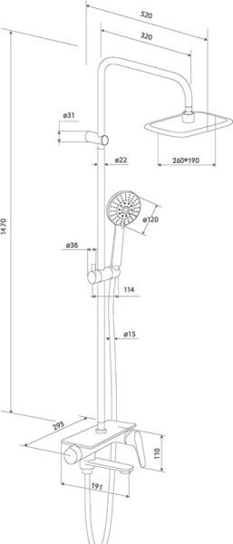 Душевая система Damixa Origin Bit 977720000 (детальная фотография) index_1