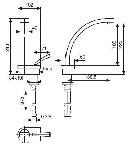 Смеситель для кухни Emmevi Antef 42007 42007CR (детальная фотография), для кухни
