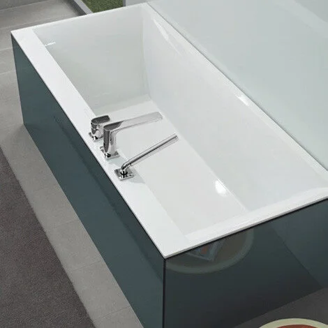 Ванна квариловая Villeroy & Boch Squaro Edge 12 190х90 см с ножками и сливом-переливом UBQ190SQE2DV-01 (детальная фотография), прямоугольные