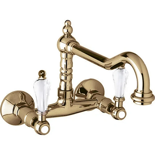 Смеситель для кухни Cezares First бронза, ручки белые - фото 3