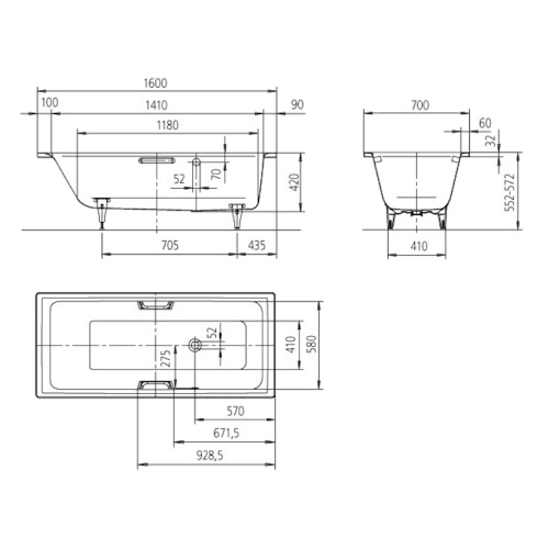 Ванна с противоскользящим покрытием antislip Kaldewei Ambiente 258630000001 (детальная фотография), глубокие
