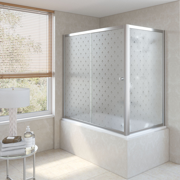 Душевая шторка на ванную стекло флёр-де-лис Vegas-glass ZV+ZVF 170х85 R05 R (детальная фотография), раздвижные