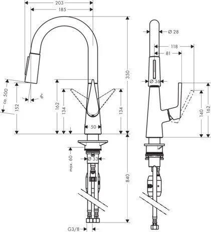 Смеситель для кухни Hansgrohe Talis M51 хром 72815000 (детальная фотография), для кухни