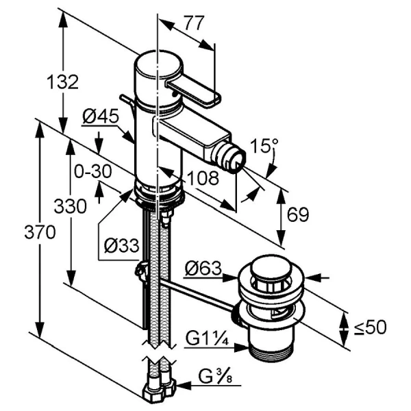 Смеситель для биде Kludi Zenta хром 385300575 (детальная фотография), для биде