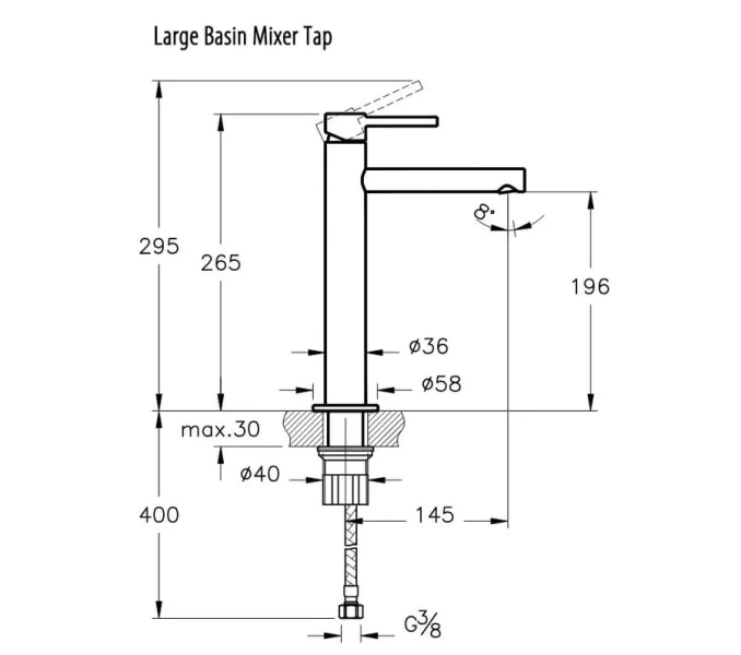 Смеситель для раковины VitrA Origin A42557 высокий (детальная фотография), для раковины