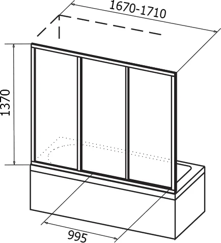 Шторка для ванны, профиль сатин, стекло грейп, Ravak AVDP3-170 40VV0U02ZG (детальная фотография) index_1