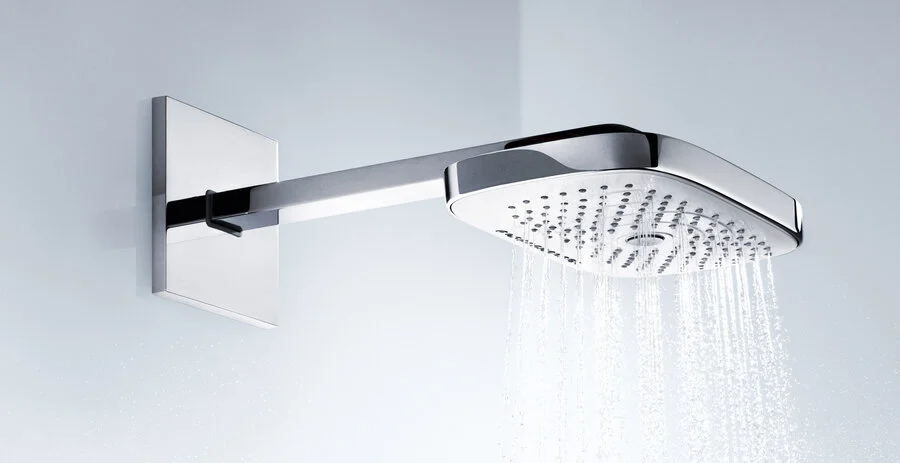 Верхний душ Hansgrohe Raindance Select Е 26468 с держателем (детальная фотография), хром, белые