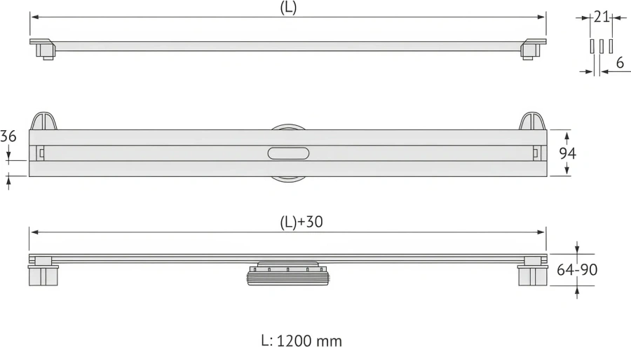 Душевой лоток BERGES Super Slim 120 см матовый хром 090084 (детальная фотография), матовый хром index_1