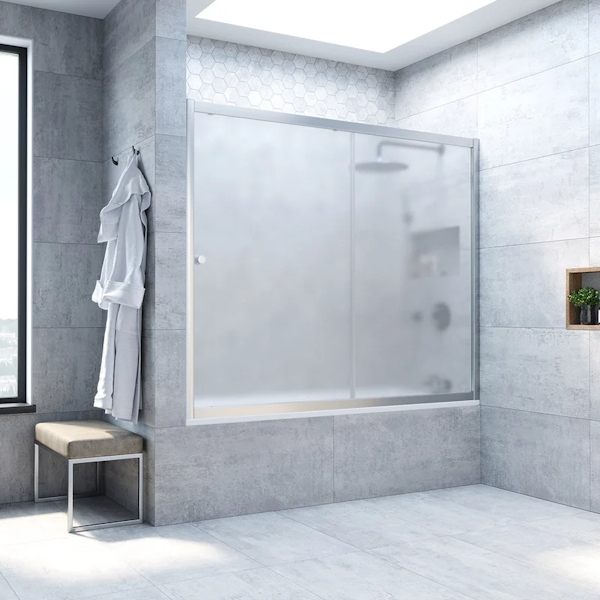 Душевая шторка на ванную стекло сатин Vegas-glass ZV 150 10 (детальная фотография), стеклянные