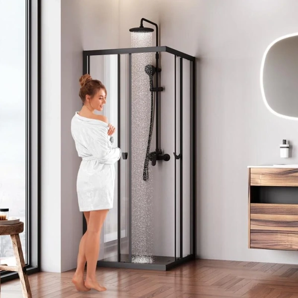 Душевой уголок Am.Pm Sunny 80x80 см черный матовый W87G-403-8080-BT (детальная фотография), черные