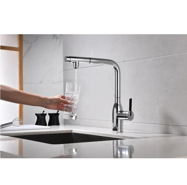 Смеситель для кухни Paulmark Viper хром Vi213105-CR (детальная фотография), с поворотным изливом