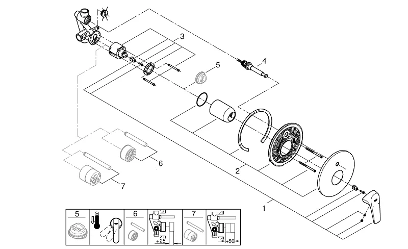 Смеситель для ванны встраиваемый Grohe BauFlow 29113000 (детальная фотография), современные, hi-tech