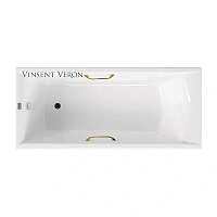 Чугунная ванна Vinsent Veron Devon VDV1757545H/VH0012GD, 175 x 75 см, ручки золото, цвет белый