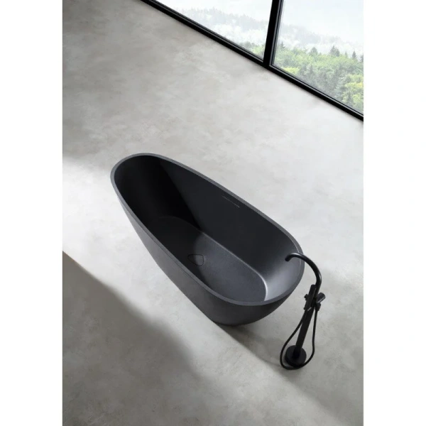 Ванна из искусственного камня Abber Dortmund 170x75 см черная AM9911B (детальная фотография), овальные