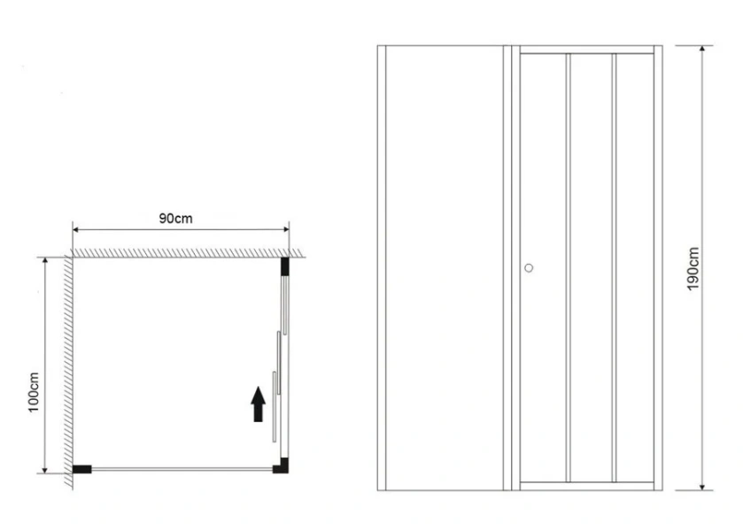 Душевой уголок Grossman Falcon 100x90 см раздвижная дверь GR-D100-P90Fa (детальная фотография), прямоугольные