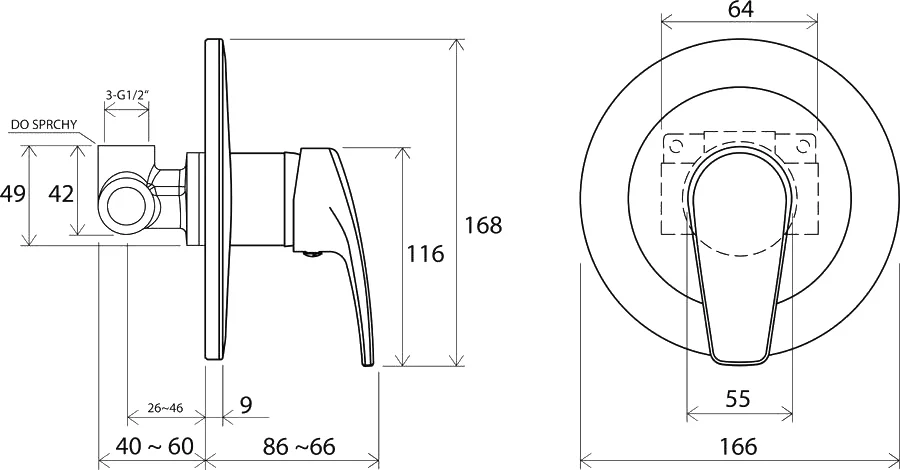 Встроенный смеситель без переключателя Ravak NEO NO 062.00 X070021 (детальная фотография) index_1