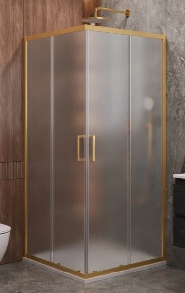 Душевой уголок Cezares Molveno 90х90 см стекло рифленое профиль золото MOLVENO-A-2-90-P-BORO (детальная фотография)