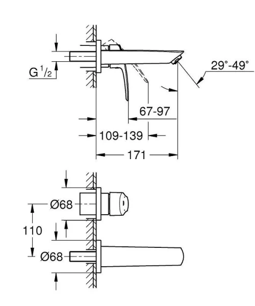 Смеситель для раковины Grohe Eurosmart 29337003 хром (детальная фотография), для раковины