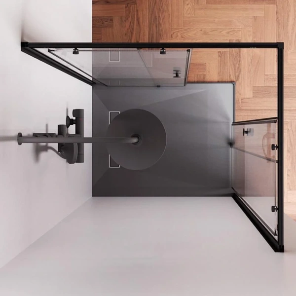 Душевой уголок Am.Pm X-Joy 100x80 см профиль черный, стекло прозрачное W94G-403-10080-BТ (детальная фотография), 100х80