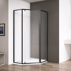 Душевой уголок Cezares Eco 90x90 см стекло рифленое профиль черный