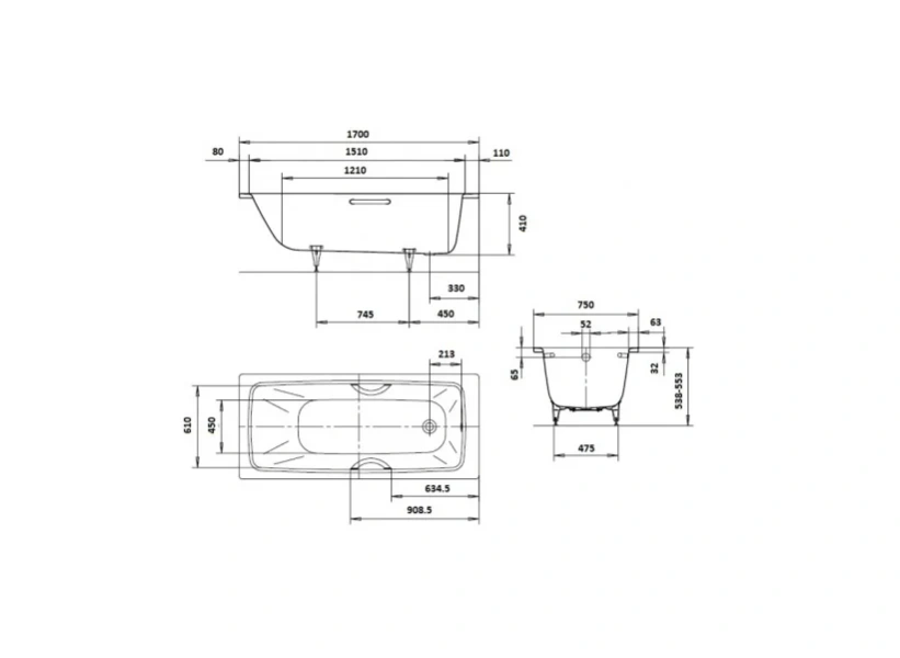 Ванна с водоотталкивающим и противоскользящим покрытием antislip Kaldewei Advantage 275630003001 (детальная фотография) index_2