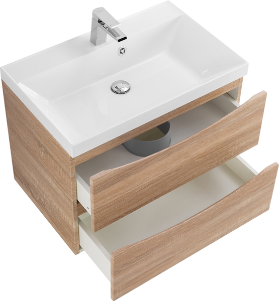 Тумба под раковину подвесная BelBagno Marino 70 см rovere bianco MARINO-700-2C-SO-WO-P (детальная фотография), подвесная, пристенная