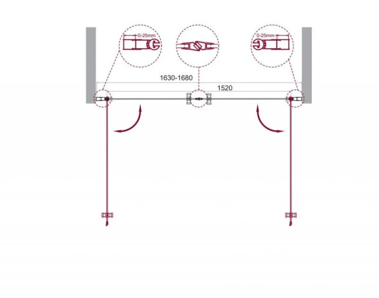 Душевая дверь в нишу BelBagno Etna 170 см с прозрачным стеклом ETNA-B-2-170-C-Cr (детальная фотография), современные, hi-tech