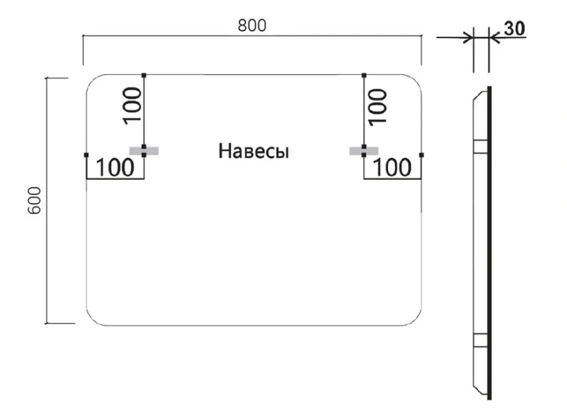 Зеркало с подсветкой Vincea 80 см без окантовки, без функции антизапотевания VLM-3VC800 (детальная фотография), в наличии