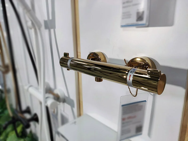 Смеситель для душа Hansgrohe Ecostat Comfort полированное золото 13116990 (детальная фотография), округлая форма