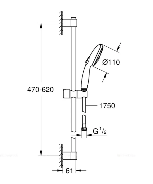 Душевой гарнитур Grohe Tempesta хром 27794003 (детальная фотография), душевые гарнитуры