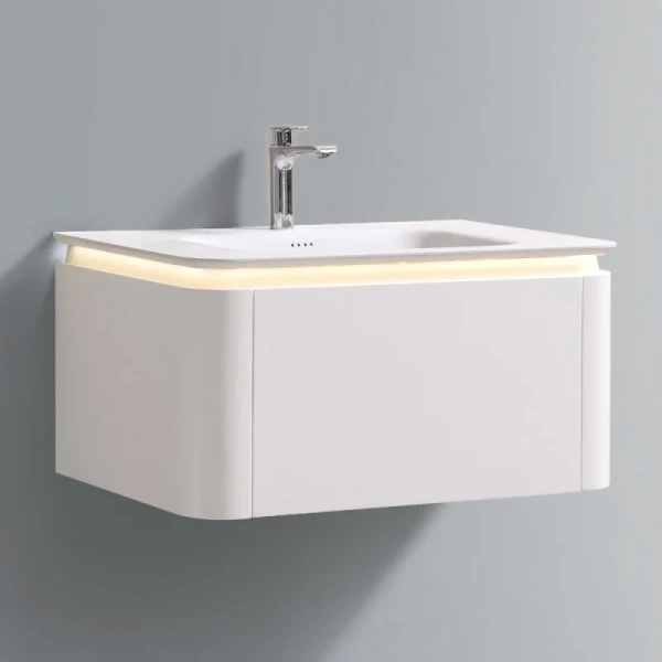 Тумба с раковиной подвесная Black&White Universe 80 см Milk white 925800 (детальная фотография), современная, hi-tech