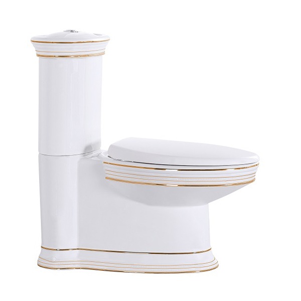 Унитаз компакт CeramaLux Luxe Classic ободковый (детальная фотография), с горизонтальным, прямым выпуском, с прямым выпуском