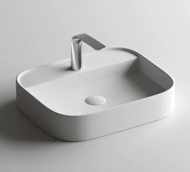 Раковина Ceramica Nova Element 55 см прямоугольная CN6034 (детальная фотография), накладные (на столешницу), пристенные