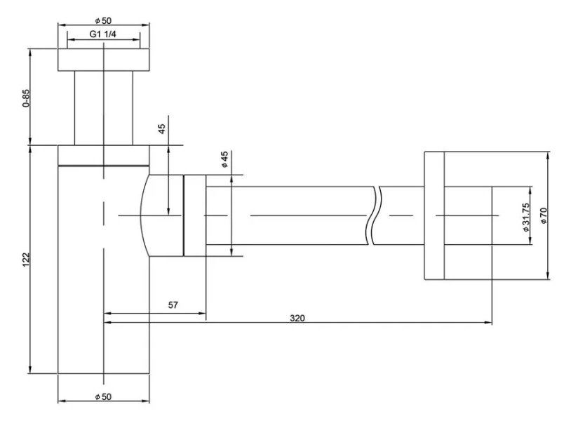 Сифон для раковины Timo хром 958/00L (детальная фотография), в наличии