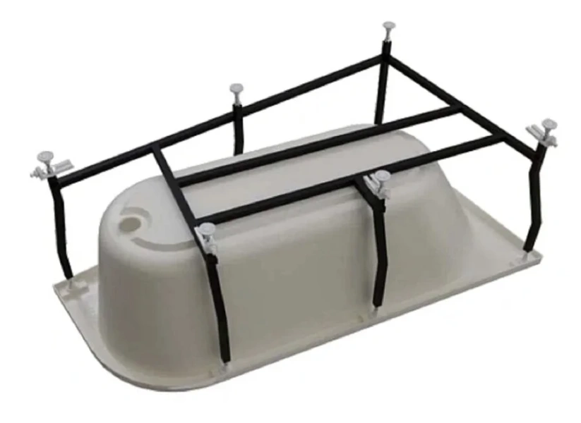 Гидромассажная ванна Радомир Вальс Прима 1-79-2-1-0-357/1-79-2-2-0-357, 170 x 100 см, L/R, рама-подставка, фронтальная панель, слив-перелив, гидромассаж Стандарт хром пневмокнопка, массаж спины, белая (детальная фотография), угловые, приставные, встраиваемые