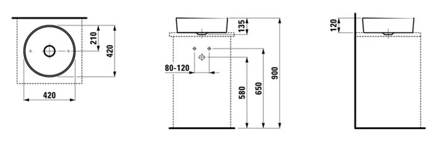 Раковина Laufen Kartell 8.1233.1 42 см накладная (детальная фотография), современные, hi-tech