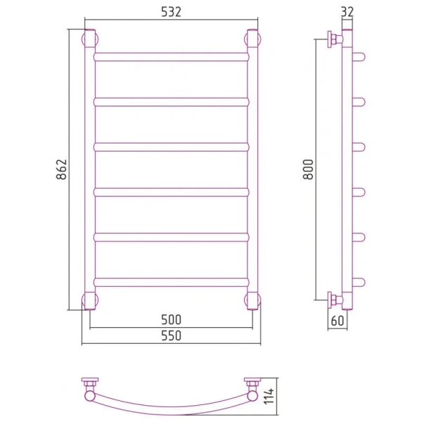Полотенцесушитель водяной Сунержа Галант+ 50x80 см золото 03-0200-8050 (детальная фотография), современные, hi-tech