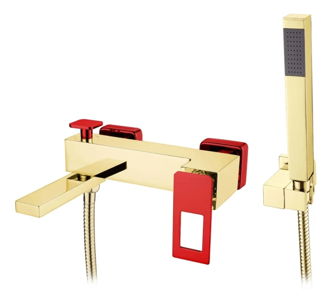 Смеситель для ванны Boheme Q золото/красный 143-GR (детальная фотография)