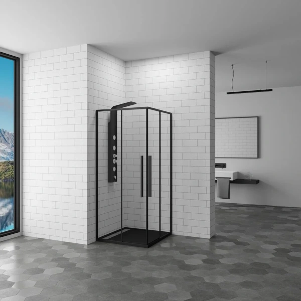 Душевой уголок RGW Stilvoll SV-31B 80х80 см стекло прозрачное, профиль черный 32323188-14 (детальная фотография), современные, hi-tech