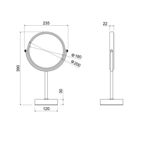 Зеркало Акватек черное матовое AQ4914MB (детальная фотография), в наличии